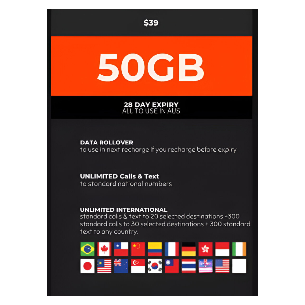 Boost Mobile $39 Prepaid SIM Card Australia